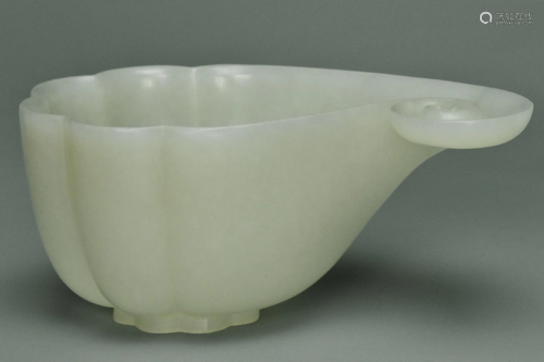 A WHITE JADE BRUSH WASHER 18TH C