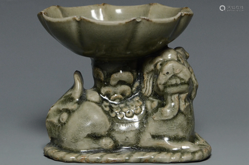 A YAOZHOU LION CANDLESTICK