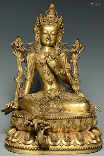 GILT BRONZE AVALOKITESHVARA YONGLE MARK &…