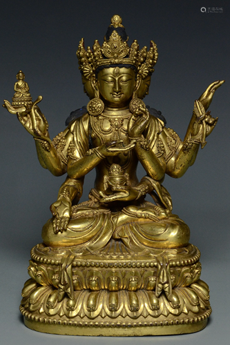 GILT BRONZE USHNISHAVIJAYA YONGLE MARK & PERIOD