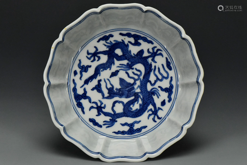 BLUE AND WHITE DRAGON BOWL WANLI MARK AND PERIOD