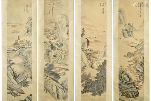 WU LI(1632-1718), SET 4 SCROLL PAINTINGS ON PAPER