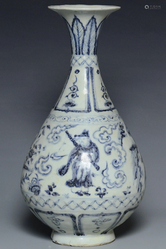 A BLUE AND WHITE FIGURE SUBJECT VASE