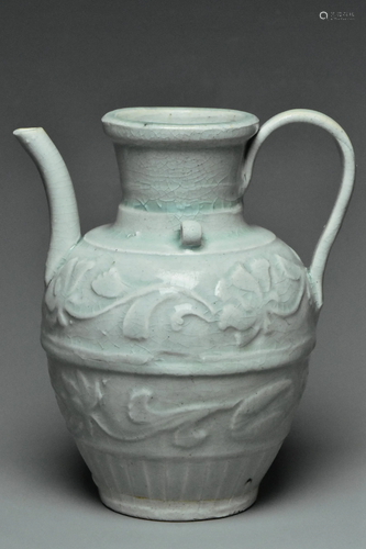 A SONG DYNASTY MOULDED QINGBAI EWER