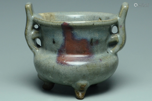 A YUAN DYNASTY PURPLE SPLASHED JUNYAO CENSER