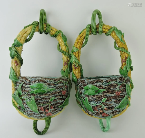 RARE pair of Minton majolica hanging