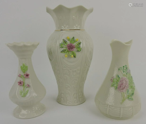 Irish Belleek lot of 3 vases, 1 - 10