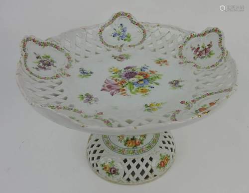 English porcelain reticulated compote,