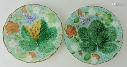 Wedgwood majolica turquoise leaf and