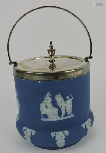 Wedgwood blue jasperware biscuit jar