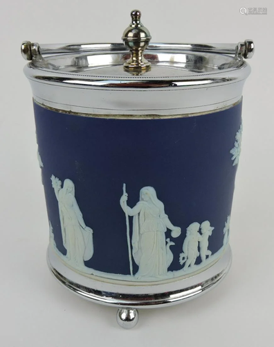 Wedgwood blue jasperware biscuit jar