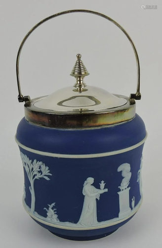 Wedgwood blue jasperware biscuit jar