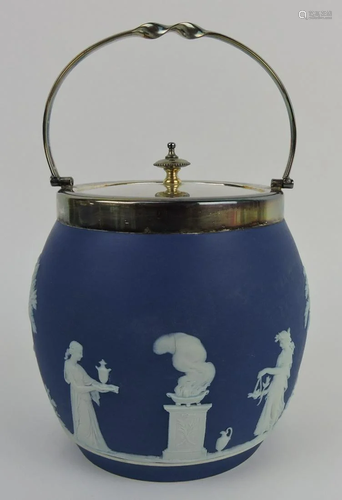 Wedgwood blue jasperware biscuit jar