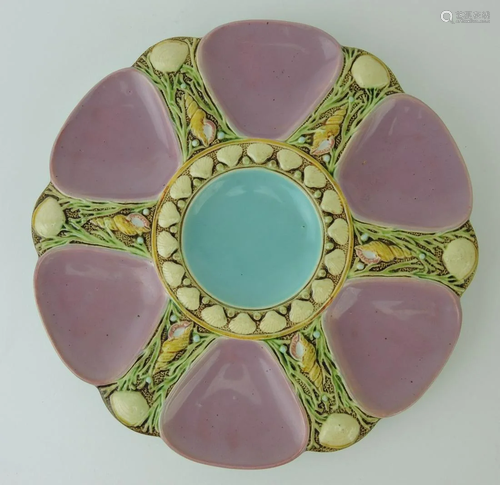 Minton majolica pink 6 well oyster