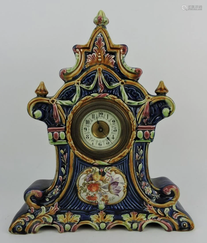 Majolica mantle clock, 15