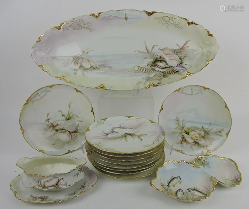 Haviland 13 piece seafood service: