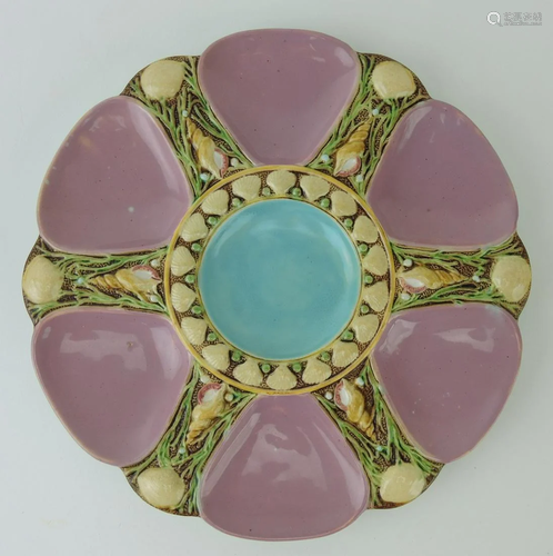 Minton majolica pink 6 well oyster