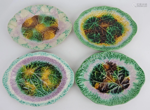 Majolica lot of 4 platters, various