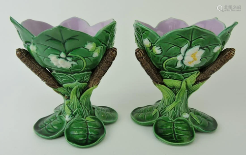 George Jones majolica pair of lily and