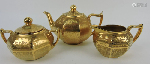 Pickard gold 3 piece tea set with