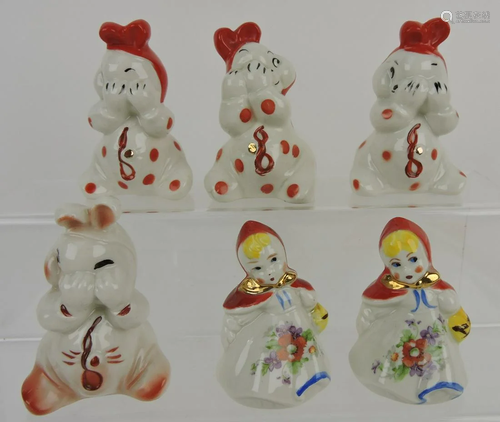 Regal China lot of 4 Peek-a-Boo shakers,