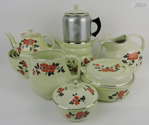 Hall China lot of 78 pieces: percolator