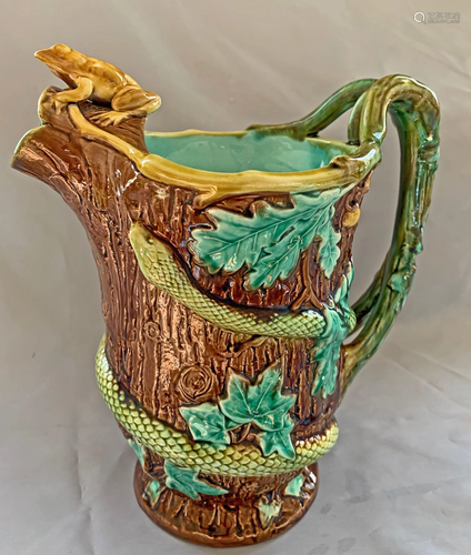 Samuel Alcock majolica palissy pitcher