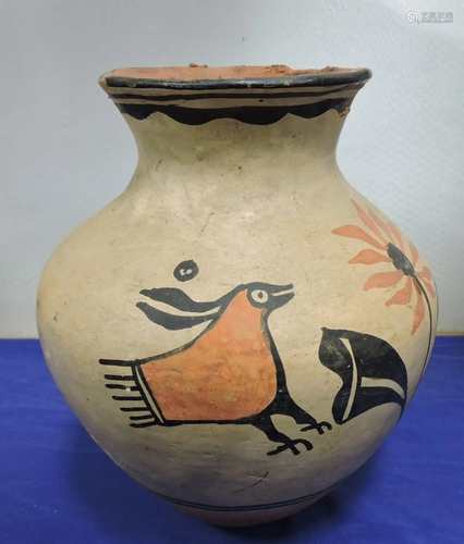 Southwest pottery vase with bird and