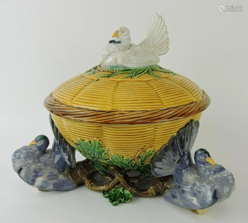 Minton majolica pigeon tureen and