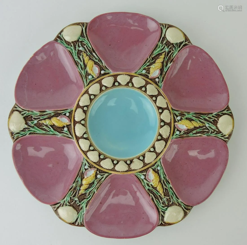 Minton majolica pink 6 well oyster