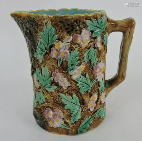 George Jones majolica rustic pitcher,