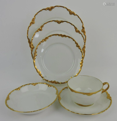 Haviland set of gold band china: