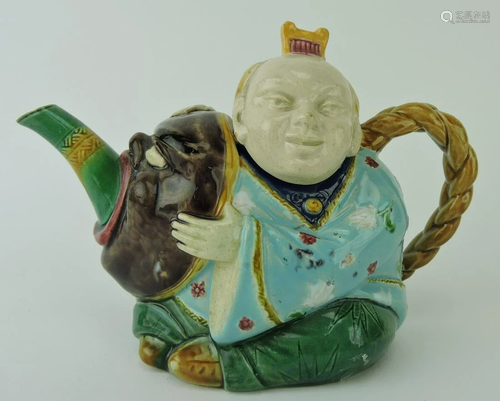 Minton majolica Chinaman teapot with