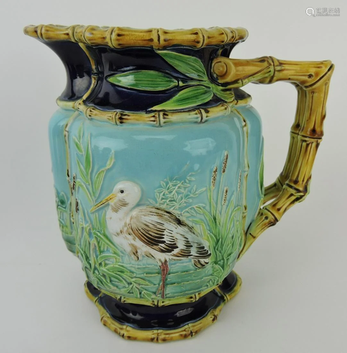 George Jones majolica pitcher with