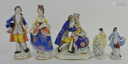 German lot of 5 figures, 5 to 8