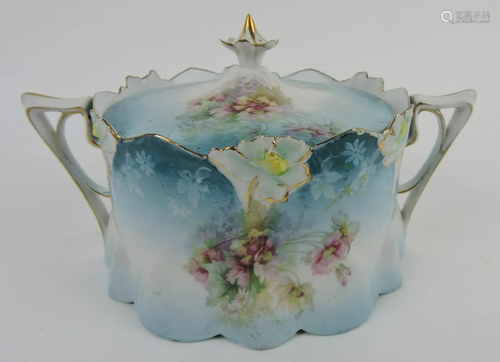 R.S. Prussia biscuit jar, mold 29, lily,