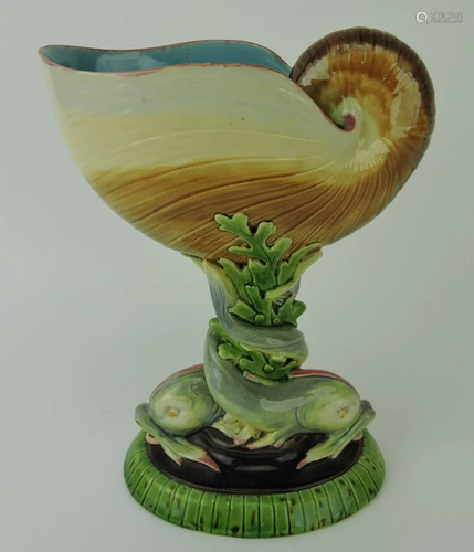 Minton majolica dolphin and nautilus