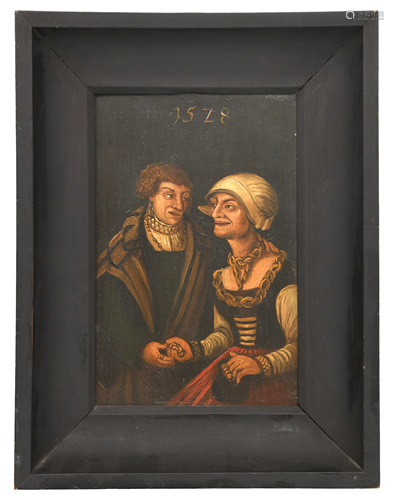 Folk Art Painting of a Man & Woman