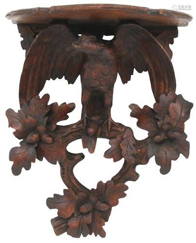 Black Forest Figural Carved Wall Shelf