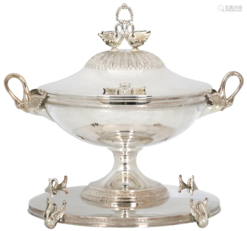 Spanish Silver Centerpiece with Swans