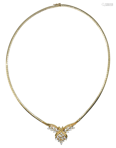 14 Karat Yellow Gold & Diamond Necklace