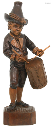 German Wood Carving of a Drummer Boy