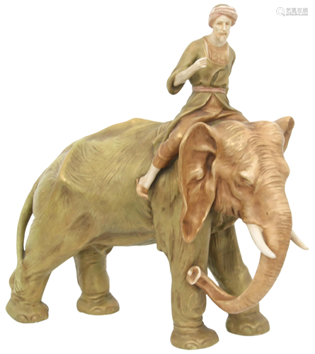 Teplitz Figurine of an Elephant & Rider