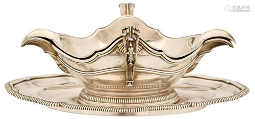 French Silver Double Gravy Boat