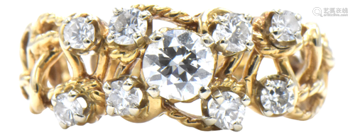 14 Karat Yellow Gold & 0.83 Carat Diamond Ring