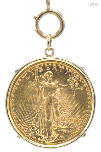 Saint Gaudens 1925 Gold Coin Pendant on Chain