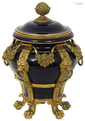 Sèvres Gilt Bronze Mounted Porcelain Covered Urn