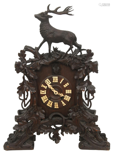 Black Forest Carved Mantel Cuckoo Clock