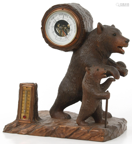 Black Forest Carved Bear Barometer