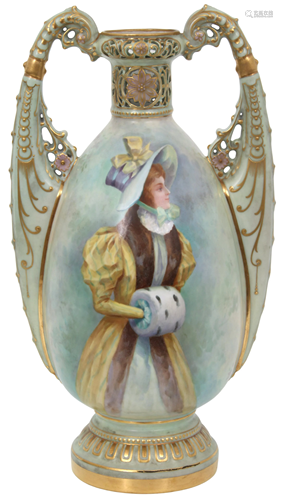 Ernst Wahliss Porcelain Portrait Vase